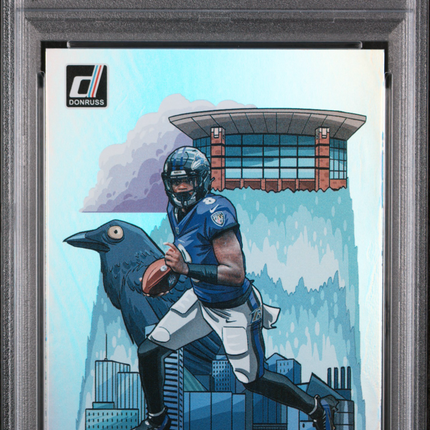 2024 Panini Donruss Downtown! Lamar Jackson #1 PSA 8