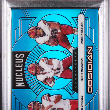 2024 Panini Obsidian Nucleus Ekeler Jayden Daniels Mclaurin #18 Blue PSA 9 /25