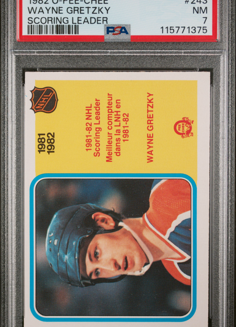 1982 O-Pee-Chee Wayne Gretzky #243 Scoring Leader PSA 7