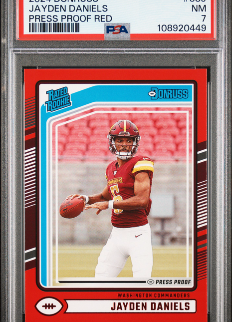 2024 Panini Donruss Jayden Daniels #389 Press Proof Red PSA 7