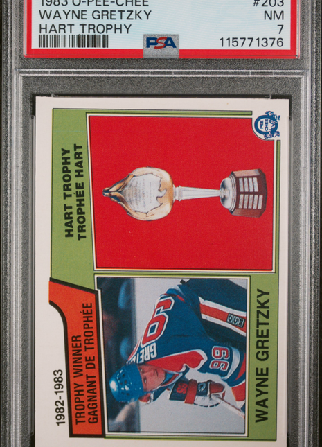 1983 O-Pee-Chee Wayne Gretzky #203 Hart Trophy PSA 7