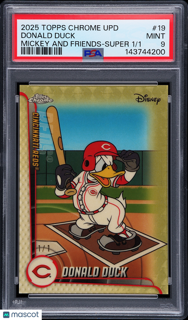 2025 Topps Chrome Update Mickey Friends Donald Duck #19 Superfractor 1/1 PSA 9