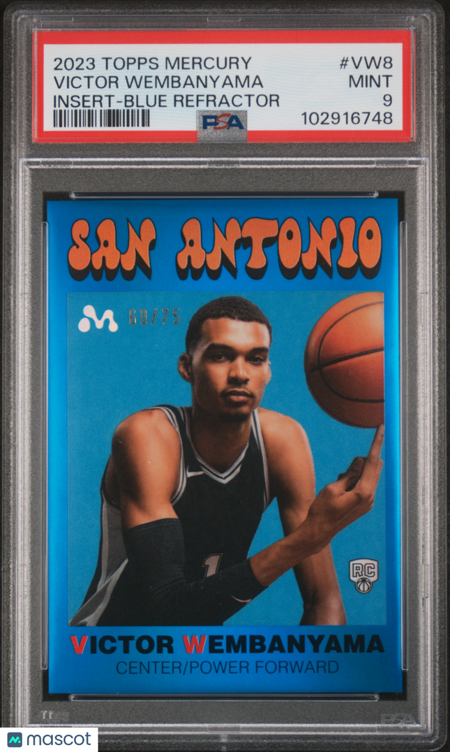 2023 Topps Mercury: Victor Wembanyama #VW8 Blue Refractor 60/75 PSA 9