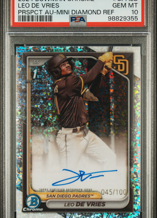 2024 Bowman Chrome Auto Leo De Vries #CPALD Mini Diamond Ref /100 PSA 10