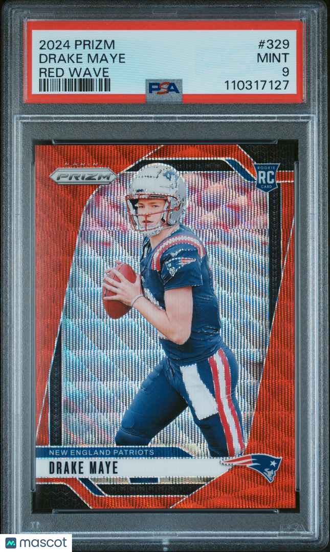 2024 Panini Prizm Drake Maye #329 Red Wave PSA 9 /149