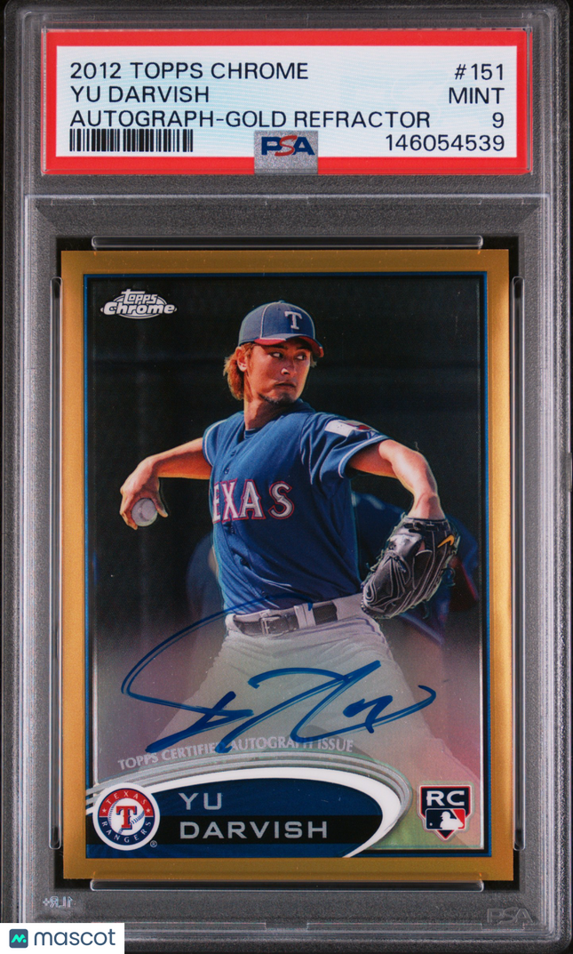 2012 Topps Chrome Yu Darvish #151 Autograph Gold /50 PSA 9 Auto