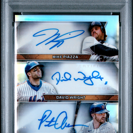 2024 Topps Chrome Auto Pete Alonso David Wright Mike Piazza #PRA /10 PSA 10