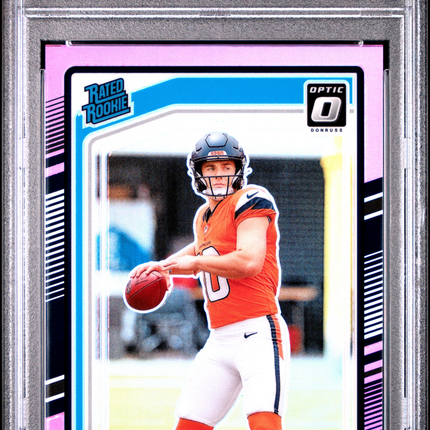 2024 Panini Donruss Bo Nix #369 Optic Preview Pink PSA 10