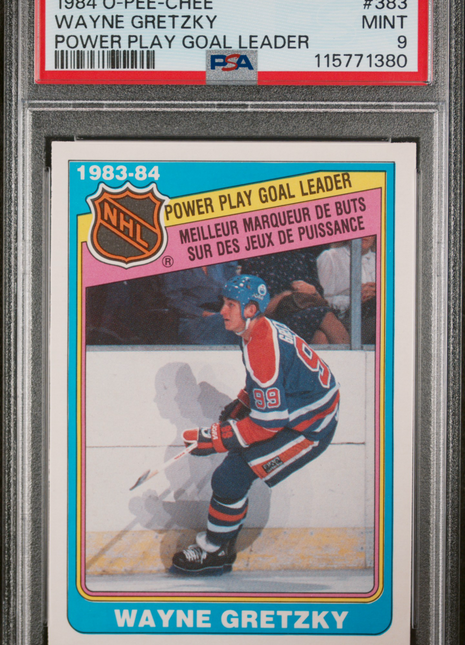 1984 O-Pee-Chee Wayne Gretzky #383 Power Play Goal Leader PSA 9