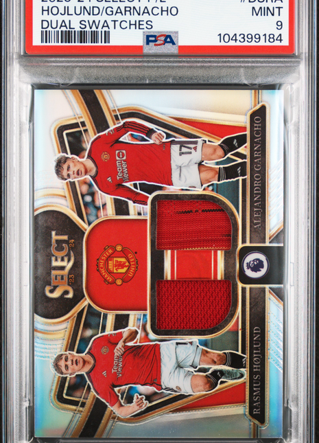 2023-24 Panini Select Premier League Dual Swatches Garnacho Hojlund #DSRA PSA 9
