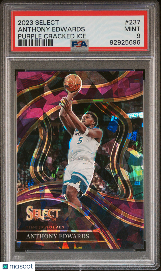 2023 Panini Select Anthony Edwards #237 Purple Cracked Ice /99 PSA 9