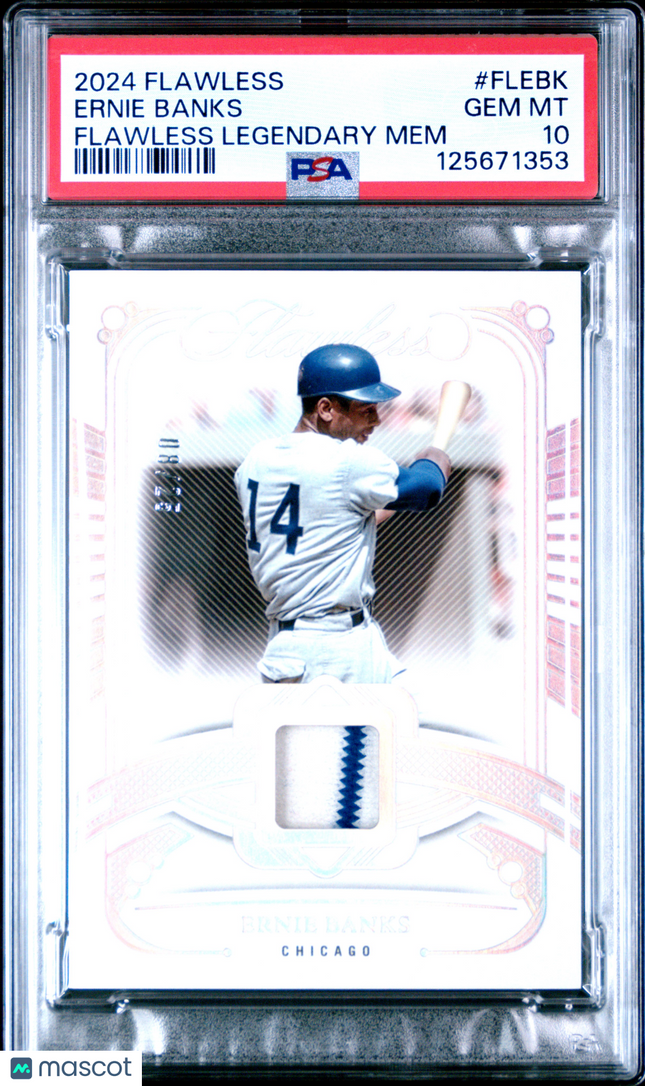 2024 Panini Flawless Flawless Legendary Memorabilia Ernie Banks #FLEBK PSA 10