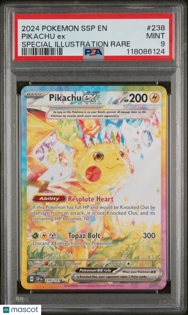 2024 Pokemon Surging Sparks Pikachu EX Special Illustration Rare PSA 9 #238