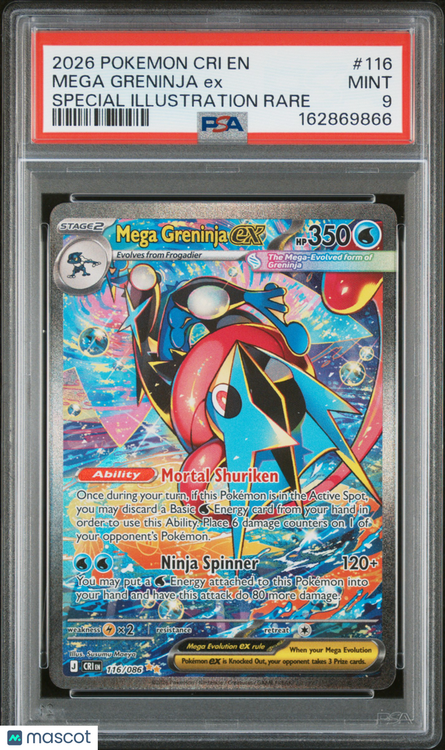 2026 Pokemon Chaos Rising Mega Greninja EX Special Illustration Rare PSA 9 #116