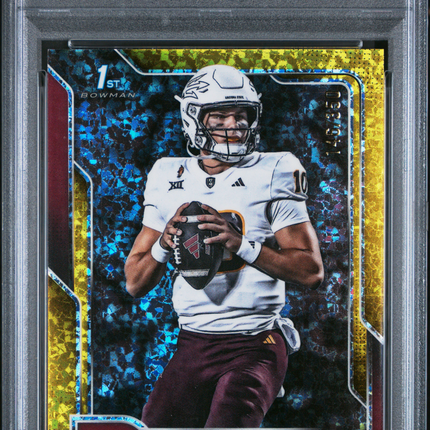 2025 Bowman University Chrome Sam Leavitt #195 Yellow Mini Diamond /350 PSA 9