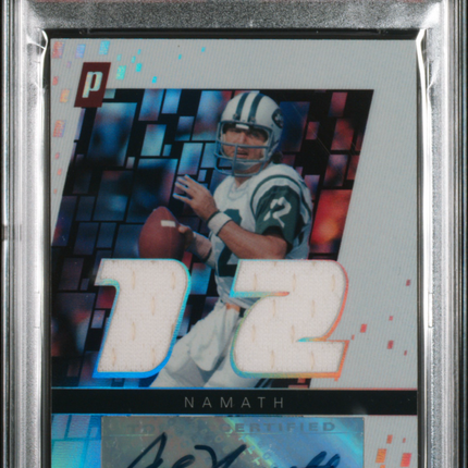 2006 Topps Paradigm Dual Jersey Number Auto Joe Namath #JNAJN PSA 7 /25