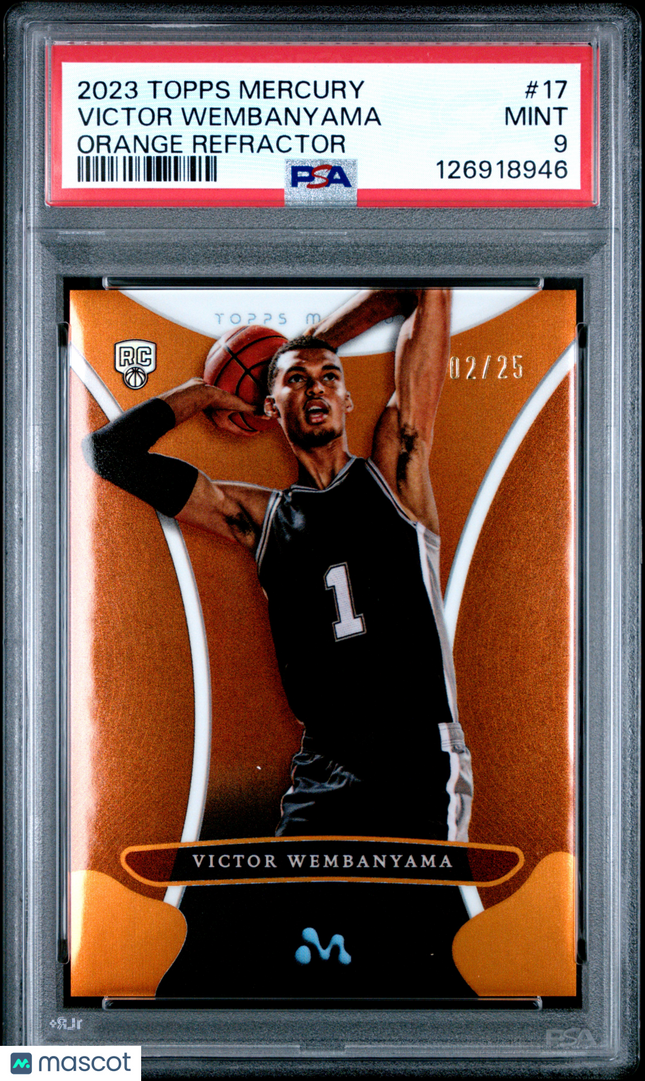 2023 Topps Mercury: Victor Wembanyama #17 Orange Refractor 02/25 PSA 9