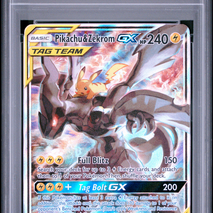 2019 Pokemon Pikachu & Zekrom GX Promo-TAG Team Tins-Fa PSA 9 #SM168