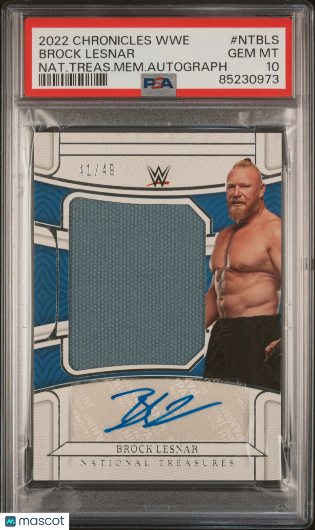 2022 Panini Chronicles WWE National Treasures Brock Lesnar /49 PSA 10 Auto