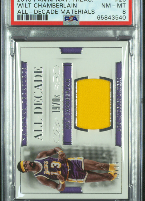 2016 National Treasures All-Decade Jersey Wilt Chamberlain #20 /15 PSA 8