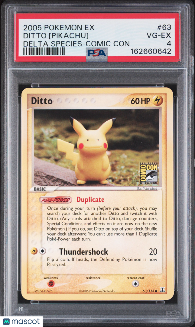 2005 Pokemon EX Delta Species Ditto [Pikachu] Delta Species-Comic Con PSA 4 #63