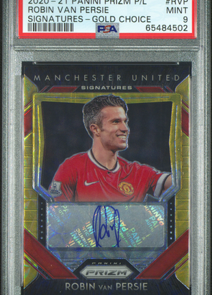 2020 Panini Prizm Premier League Auto Robin Van Persie Gold Choice /10 PSA 9