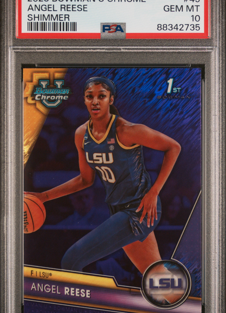 2023 Bowman University Chrome Angel Reese #49 Shimmer PSA 10