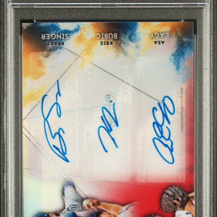 2021 Bowman Sterling Triple Auto Lacy Bubic Singer #BS Red Refractor 1/1 PSA 10