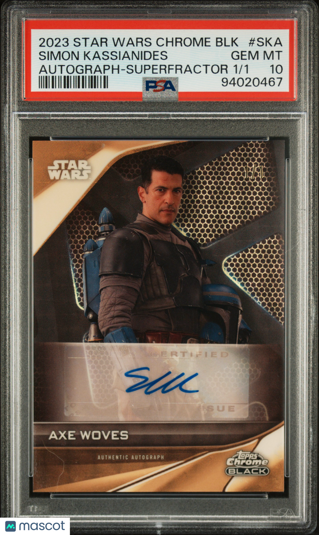 Star Wars Chrome Black Auto Simon Kassianides Axe Woves PSA 10 Superfractor 1/1