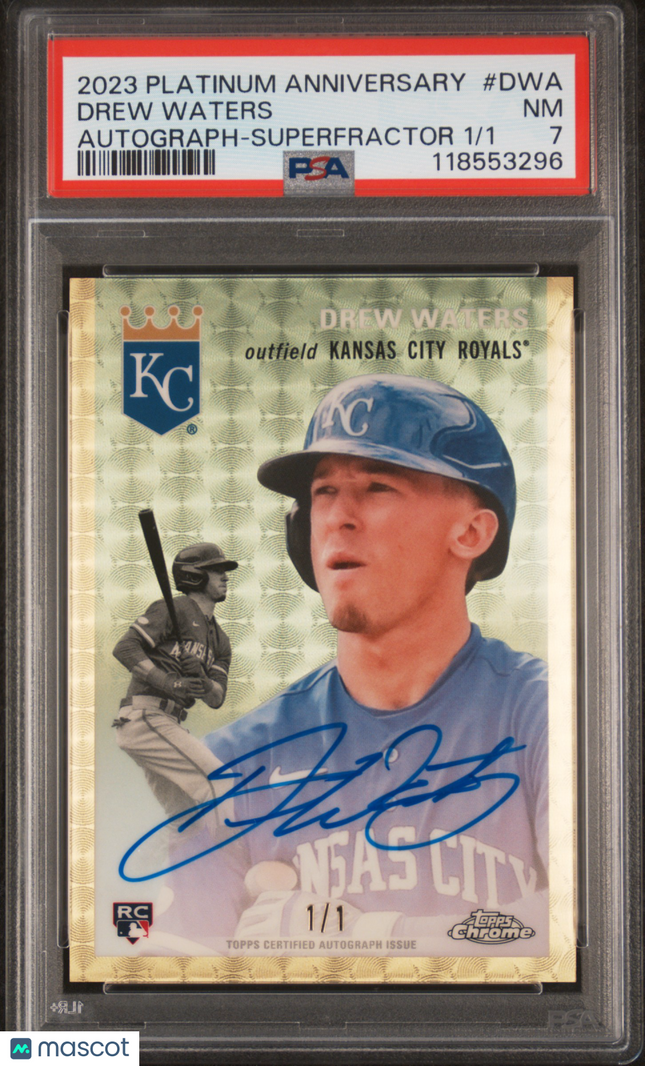 2023 Topps Chrome Platinum Anniversary Auto Drew Waters Superfractor 1/1 PSA 7