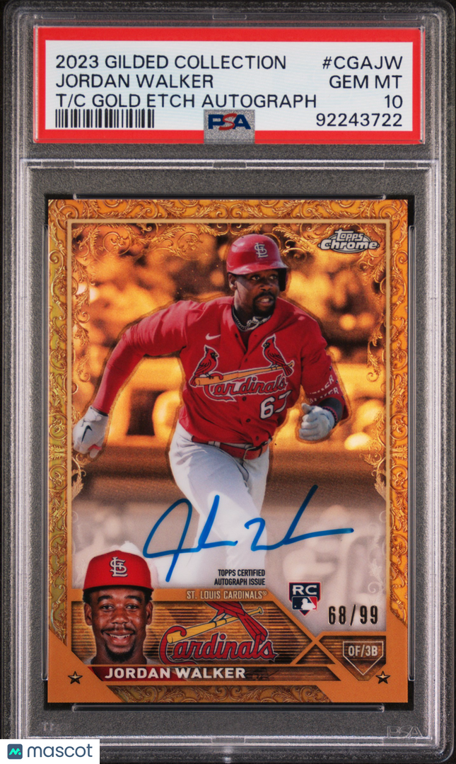 2023 Topps Gilded Chrome Gold Etch Autographs Jordan Walker /99 PSA 10 Auto