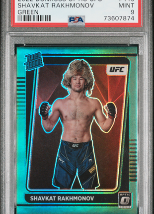 2022 Panini Donruss Optic UFC Shavkat Rakhmonov #115 Green PSA 9