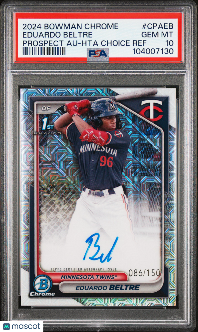 2024 Bowman Chrome Eduardo Beltre #CPAEB Hta Choice Ref 086/150 PSA 10 Auto