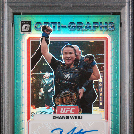 2023 Panini Donruss Optic UFC Opti-Graphs Zhang Weili #OGZWL Green PSA 9 Auto /5