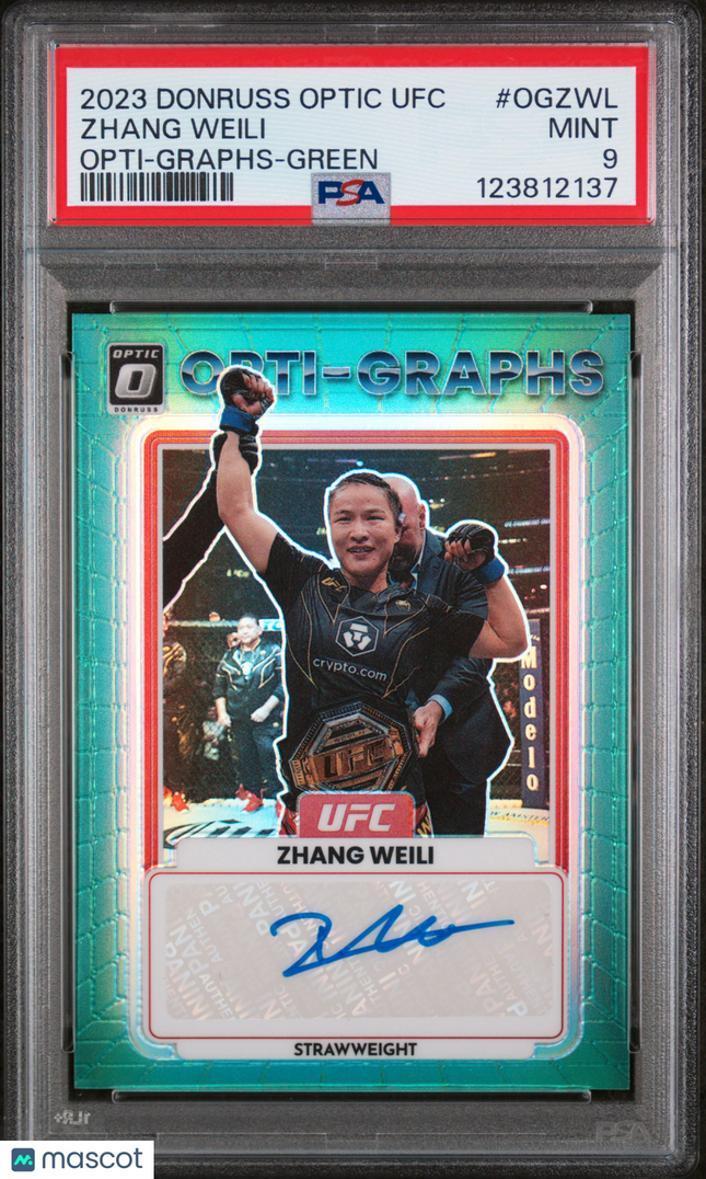 2023 Panini Donruss Optic UFC Opti-Graphs Zhang Weili #OGZWL Green PSA 9 Auto /5