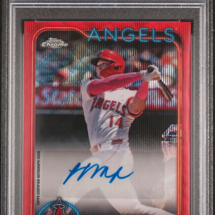 2024 Topps Chrome Update Series Logan O'hoppe #ACLO Red Wave PSA 8 Auto /5