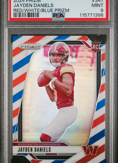 2024 Panini Prizm Jayden Daniels #347 Red White Blue PSA 9
