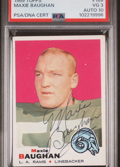 1969 Topps Maxie Baughan #169 PSA 3 Auto 10