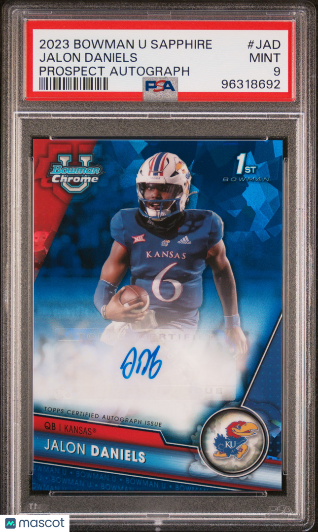 2023 Bowman University Chrome Sapphire Auto Jalon Daniels #JAD PSA 9