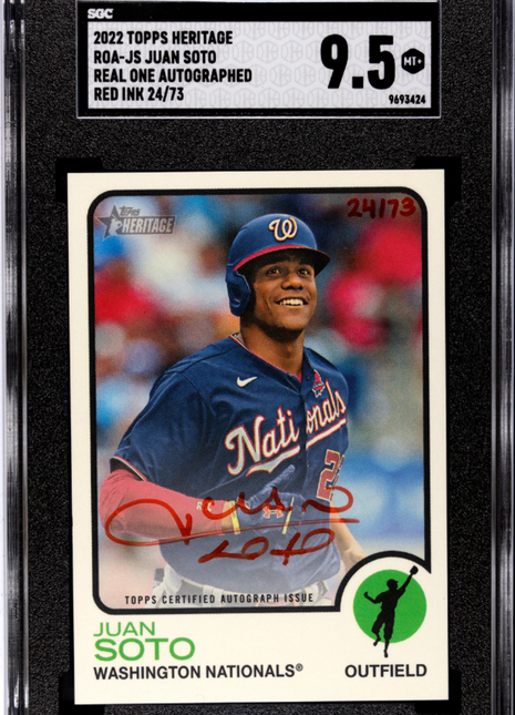 2022 Topps Heritage Juan Soto #ROA-JS Real One Autograph Red Ink SGC 9.5