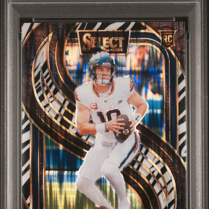 2024 Panini Select Bo Nix #117 Zebra Shock PSA 10