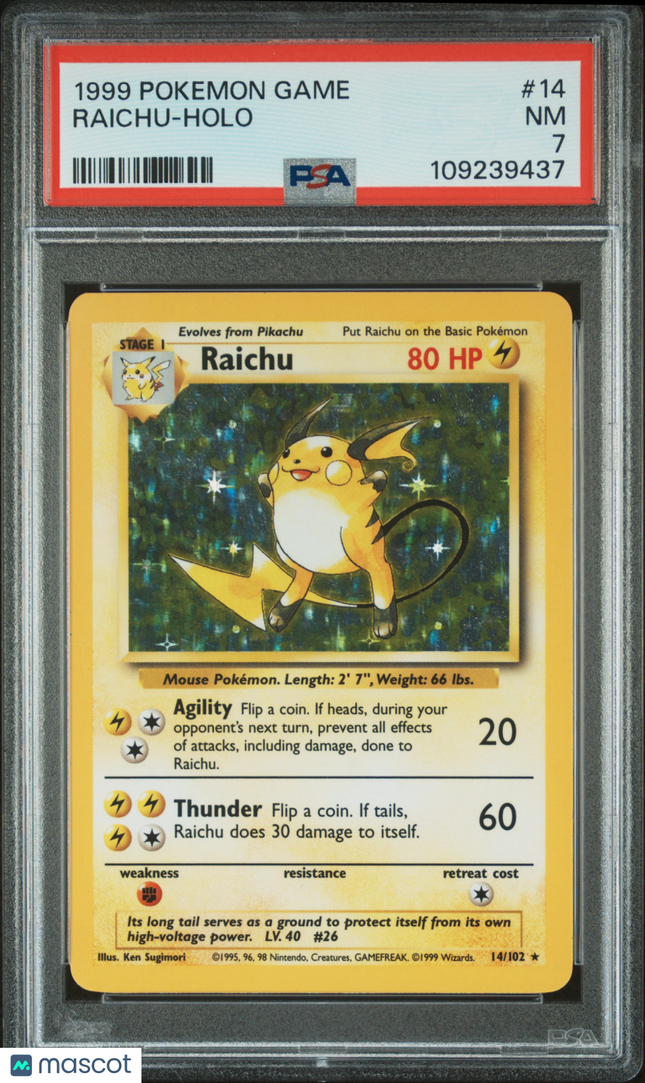 1999 Pokemon Game Raichu PSA 7 #14 Holo