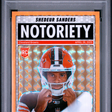 2025 Panini Mosaic Notoriety Shedeur Sanders #13 Org Fluorescent PSA 10