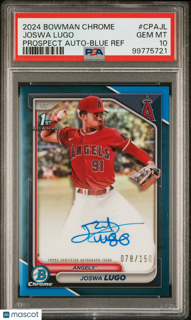 2024 Bowman Chrome Joswa Lugo #CPAJL Blue Refractor 078/150 PSA 10 Auto