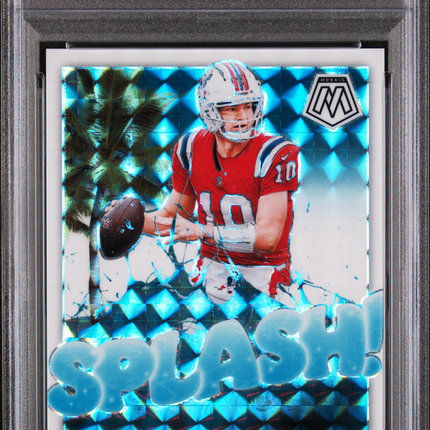 2025 Panini Mosaic Splash Drake Maye #3 White /25 PSA 10