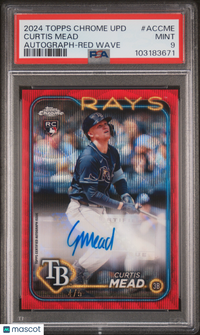 2024 Topps Chrome Update Auto Curtis Mead #ACCME Red Wave /5 PSA 9