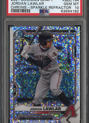 2021 Bowman Draft Jordan Lawlar #BDC194 Chrome Sparkle Refractor PSA 10