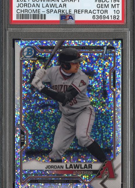 2021 Bowman Draft Jordan Lawlar #BDC194 Chrome Sparkle Refractor PSA 10