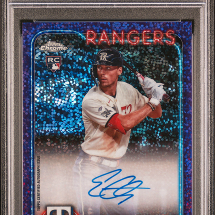 2024 Topps Chrome Rookie Evan Carter #RAEC Purple Speckle /299 PSA 9 Auto