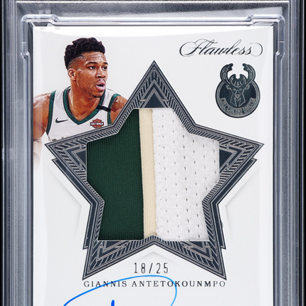 2022 Panini Flawless Giannis Antetokounmpo Star Swatch Patch Auto 18/25 PSA 9